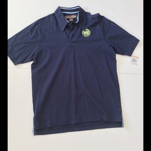 New Men’s Polo Shirt Collar Organic Cotton Short Sleeve Blue New with Tags S